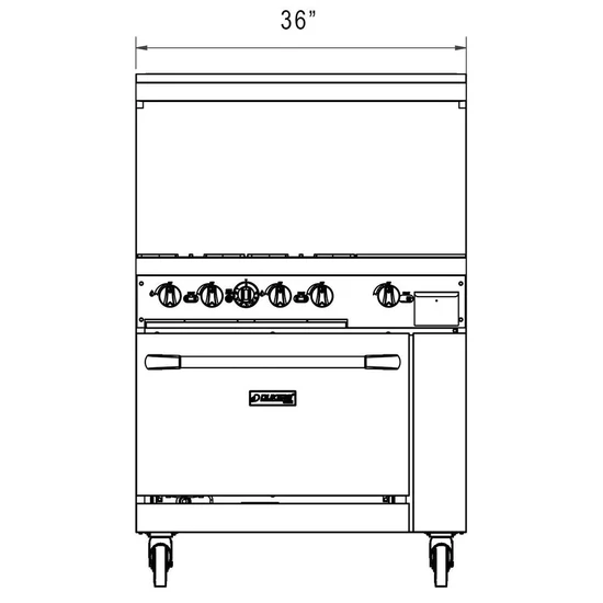 Dukers DCR36-4B12GM 36" Gas Range with Four (4) Open Burners & 12" Griddle Propane - Image 6