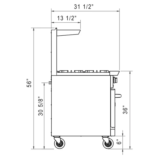 Dukers DCR36-6B 36" Gas Range with Six (6) Open Burners Natural Gas - Image 6