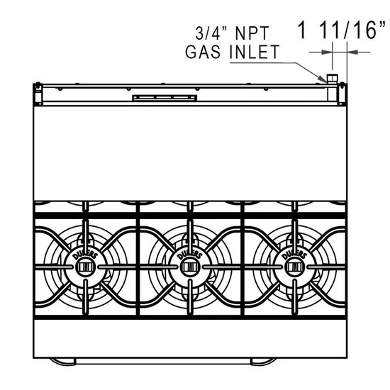 Dukers DCR36-6B 36" Gas Range with Six (6) Open Burners Natural Gas - Image 5