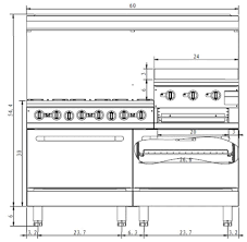 Saba GR60-GS24 60″ Gas Range With 2 Ovens / 6 Burners / 24” Griddle and Broiler - Image 3
